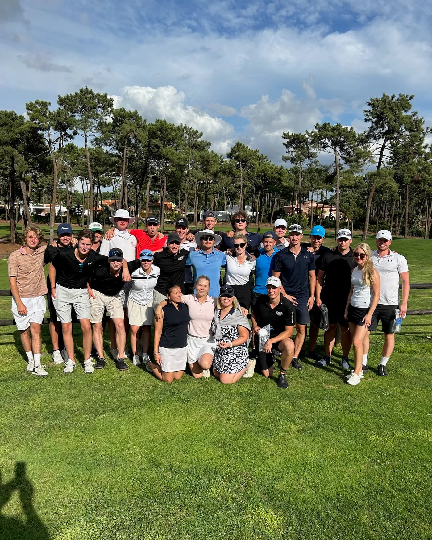 The travelling group together on the course on the golf trip